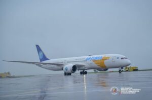 Jean-Pierre Bemba lors de la réception du Boeing 787-9 Dreamliner d’Air Congo à l’aéroport de N’Djili, à Kinshasa, le 28 octobre 2026.