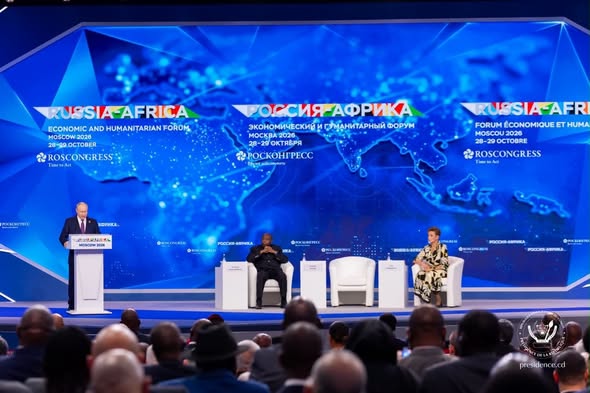 Évariste Ndayishimiye, président du Burundi et président en exercice de l'Union africaine, lors du sommet Russie-Afrique à Moscou.