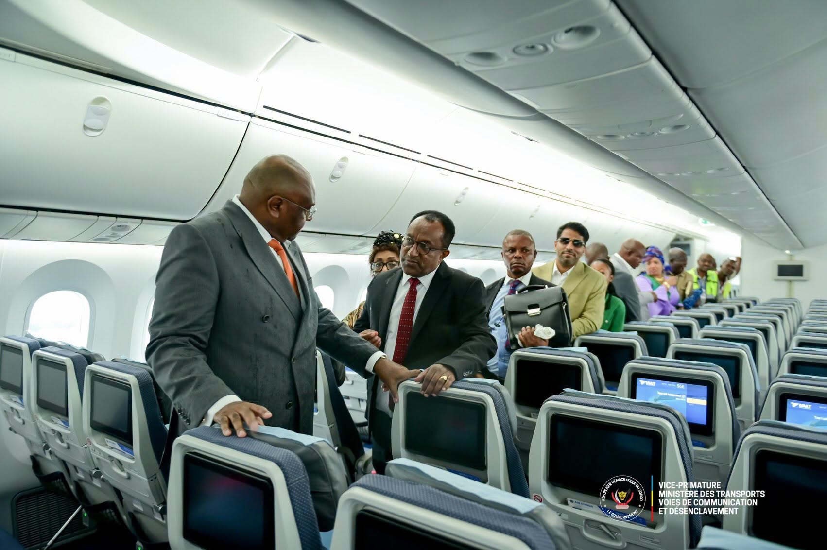 Jean-Pierre Bemba lors de la réception du Boeing 787-9 Dreamliner d’Air Congo à l’aéroport de N’Djili, à Kinshasa, le 28 octobre 2026.