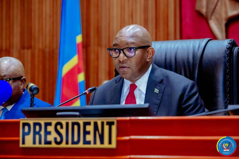 Jean-Michel Sama Lukonde lors d’une séance plénière du Sénat en RDC.