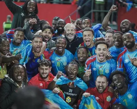 Les Léopards de la RDC célébrant leur progression au classement FIFA