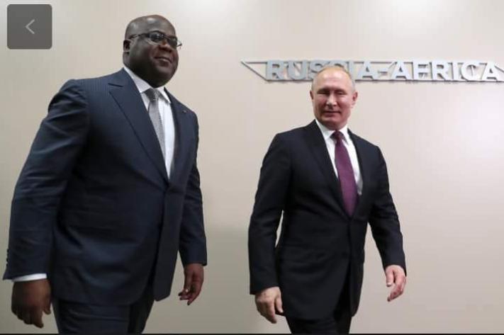 Félix Tshisekedi et Vladimir Poutine, illustration des relations diplomatiques entre la RDC et la Russie.